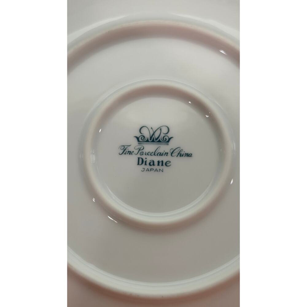 Vintage Diane Japan Gravy Boat Attached Underplate Double Spout Platinum - Picture 4 of 4